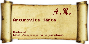 Antunovits Márta névjegykártya