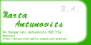 marta antunovits business card